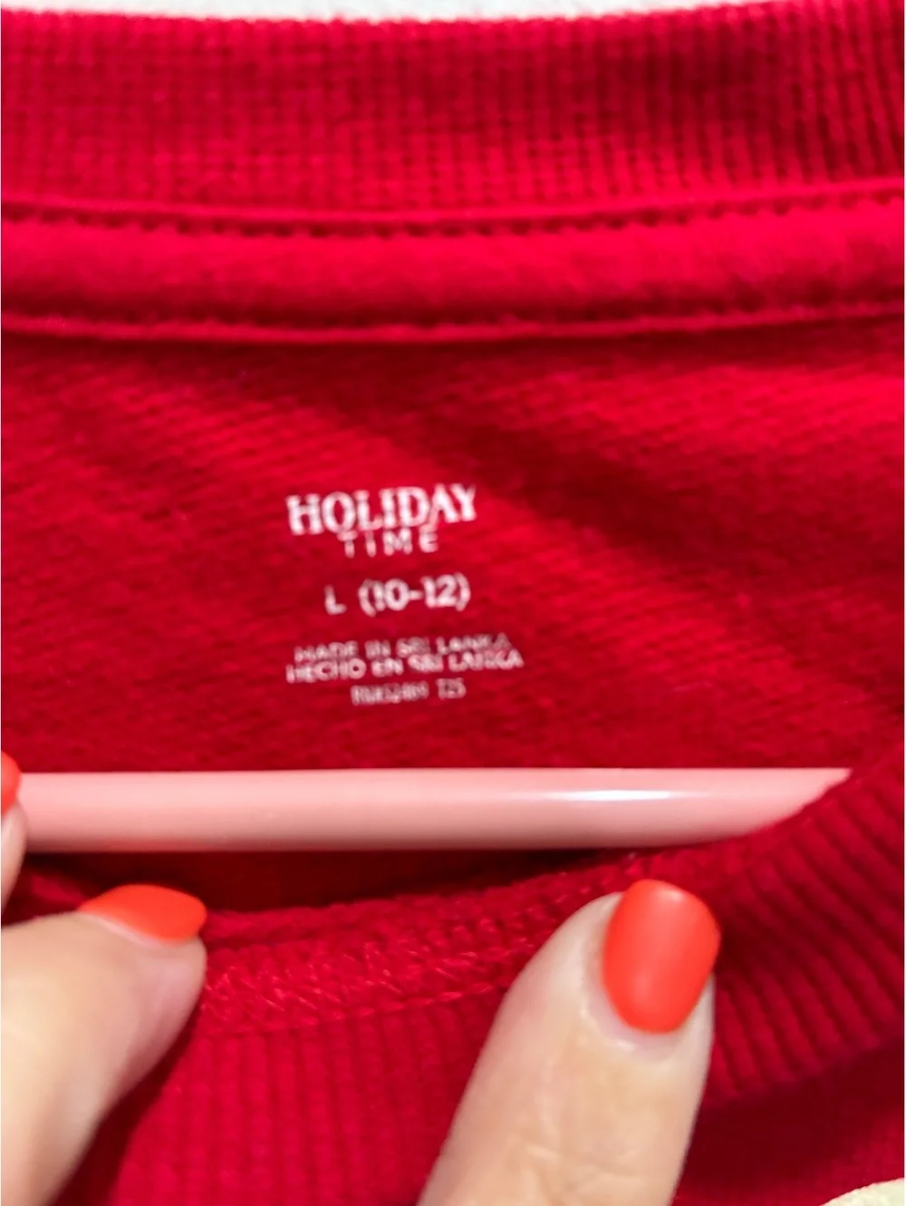 Holiday Time Red Sweatshirt with Candy Cane and Bow Design Size Large (10-12)